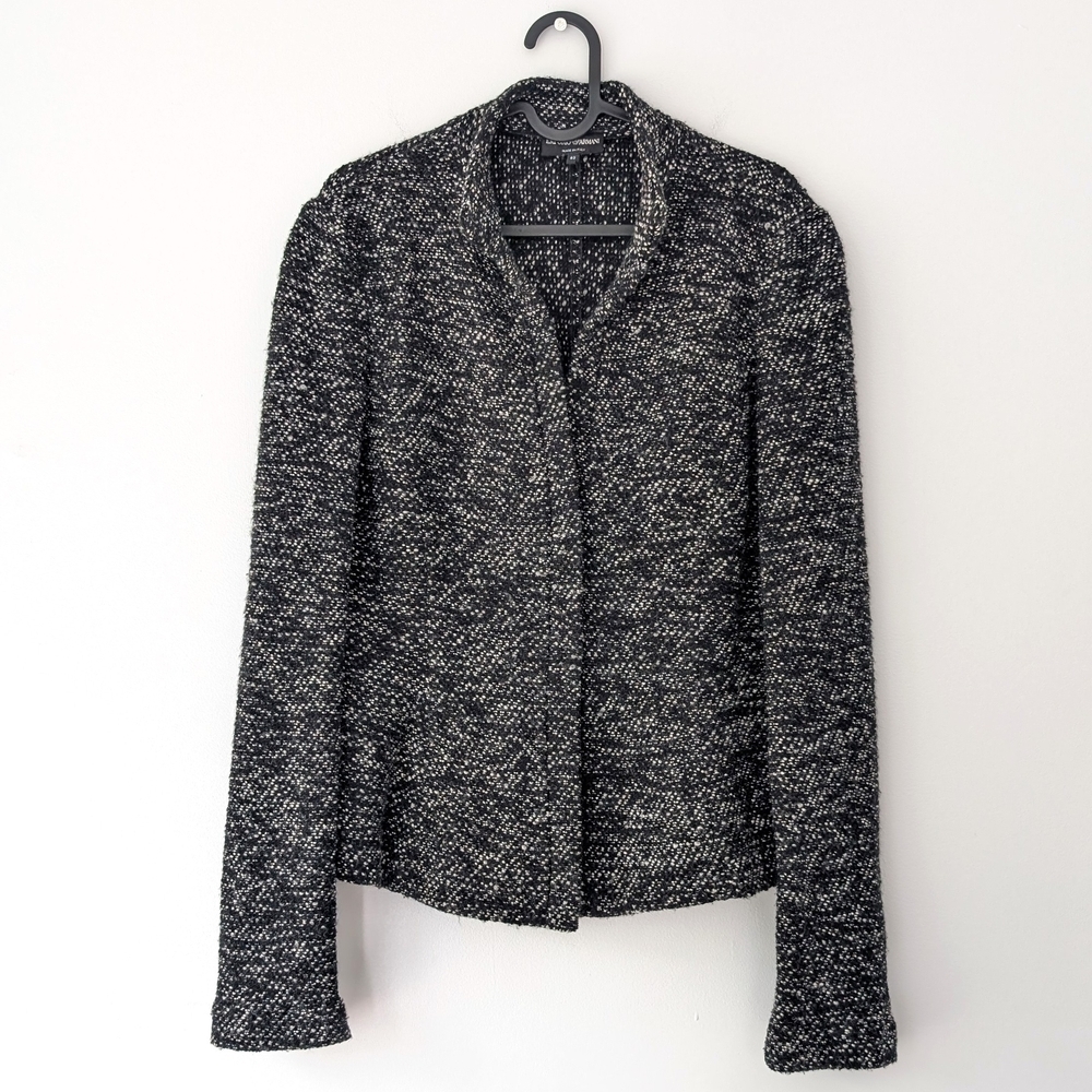 Emporio Armani Women's Black and White Wool Blend Jacket ~ Size 42